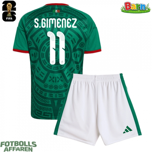 Mexiko Santiago Gimenez #11 Hemmaställ Barn VM 2026 Kortärmad (+ Korta byxor)